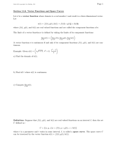 Page 1 Section 11.6: Vector Functions and Space Curves