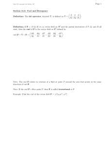 Page 1 Section 14.5: Curl and Divergence ∂