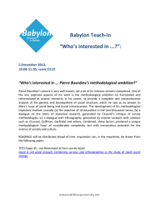 Babylon Teach-in “Who’s interested in ...?”:  Pierre Bourdieu’s methodological ambition