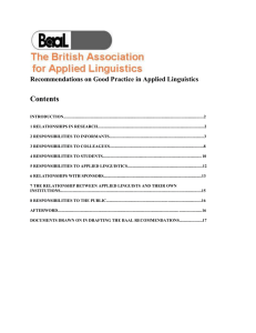 Contents Recommendations on Good Practice in Applied Linguistics