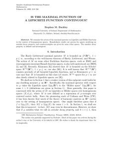 IS THE MAXIMAL FUNCTION OF A LIPSCHITZ FUNCTION CONTINUOUS? Stephen M. Buckley