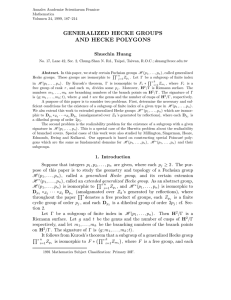 GENERALIZED HECKE GROUPS AND HECKE POLYGONS Shuechin Huang