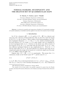 NORMAL FAMILIES, MULTIPLICITY AND THE BRANCH SET OF QUASIREGULAR MAPS ais¨