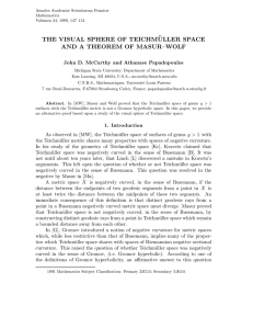 THE VISUAL SPHERE OF TEICHM ¨ ULLER SPACE