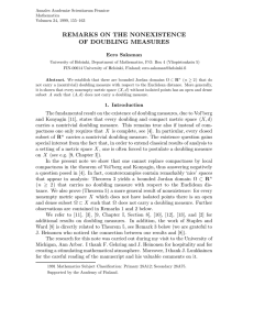 REMARKS ON THE NONEXISTENCE OF DOUBLING MEASURES Eero Saksman