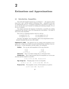 2 Estimations and Approximations 2.1 Introduction. Inequalities.