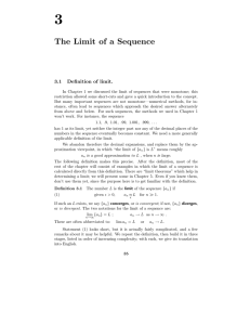 3 The Limit of a Sequence 3.1 Definition of limit.