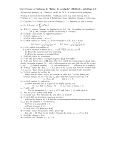 Corrections to Problems in “Intro. to Analysis” (Mattuck), printings 1-7