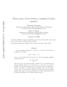 What power of two divides a weighted Catalan number? Alexander Postnikov