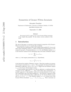 Symmetries of Gromov-Witten Invariants Alexander Postnikov September 17, 2000