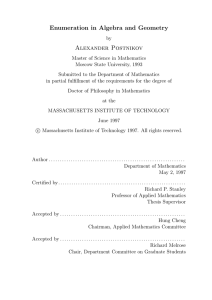 Enumeration in Algebra and Geometry Alexander Postnikov