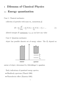 Dilemma of Classical Physics Energy quantization