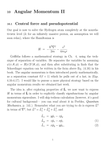 Angular Momentum II Central force and pseudopotential