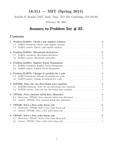18.311 — MIT (Spring 2015) Answers to Problem Set # 02. Contents