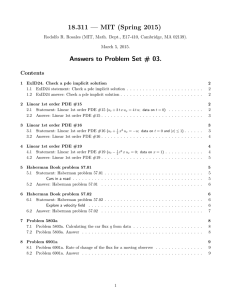 18.311 — MIT (Spring 2015) Answers to Problem Set # 03. Contents