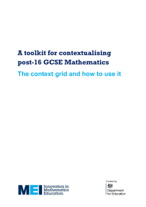 A toolkit for contextualising post-16 GCSE Mathematics