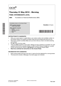 Thursday 31 May 2012 – Morning FSMQ INTERMEDIATE LEVEL 6989 Duration: