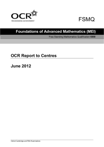 FSMQ  OCR Report to Centres June 2012