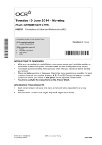 Tuesday 10 June 2014 – Morning FSMQ  INTERMEDIATE LEVEL 6989/01  Duration: 