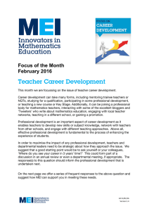Teacher Career Development Focus of the Month February 2016