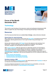 Focus of the Month December 2015 Technology
