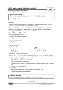 GCSE Mathematics Extension Material NA 8 Solving quadratic equations