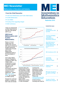 MEI Newsletter From the Chief Executive Mathematics in Education and Industry September 2015