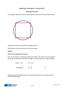 – February 2013 Maths Item of the Month Squaring the Circle
