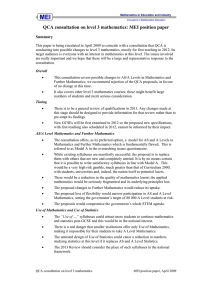 QCA consultation on level 3 mathematics: MEI position paper Summary