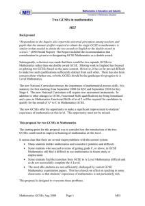 Two GCSEs in mathematics  MEI