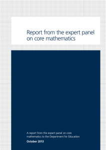 Report from the expert panel on core mathematics Report from the expert