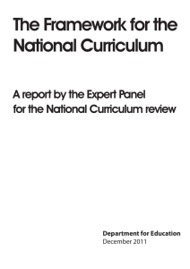 The Framework for the National Curriculum  A report by the Expert Panel