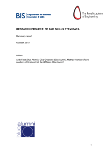 RESEARCH PROJECT: FE AND SKILLS STEM DATA  Summary report October 2010