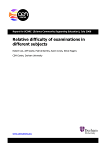 Relative difficulty of examinations in different subjects