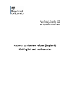 National curriculum reform (England): KS4 English and mathematics