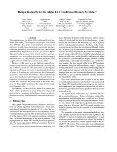 Design Tradeoffs for the Alpha EV8 Conditional Branch Predictor