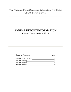 The National Forest Genetics Laboratory (NFGEL) USDA Forest Service  ANNUAL REPORT INFORMATION