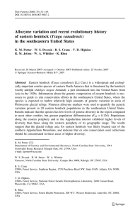 Allozyme variation and recent evolutionary history of eastern hemlock (Tsuga canadensis)