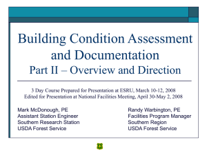 Building Condition Assessment and Documentation Part II – Overview and Direction