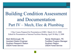 Building Condition Assessment and Documentation Part IV – Mech, Elec &amp; Plumbing