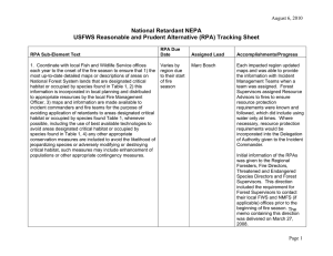 National Retardant NEPA USFWS Reasonable and Prudent Alternative (RPA) Tracking Sheet