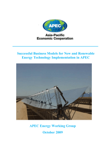 Successful Business Models for New and Renewable APEC Energy Working Group