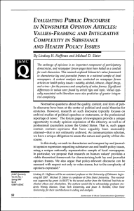 EVALUATING PUBLIC DISCOURSE IN NEWSPAPER OPINION ARTICLES: VALUES-FRAMING AND INTEGRATIVE COMPLEXITY IN SUBSTANCE