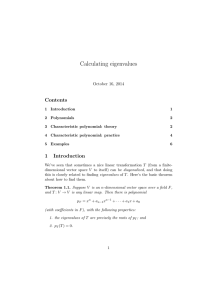 Calculating eigenvalues Contents October 16, 2014