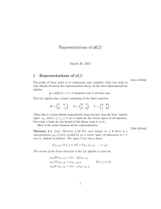 Representations of sl(2) 1 March 28, 2015