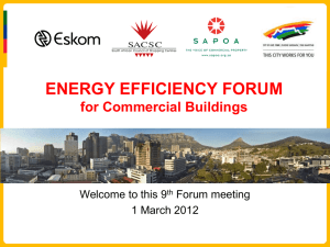 ENERGY EFFICIENCY FORUM  for Commercial Buildings Welcome to this 9