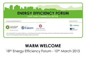 WARM WELCOME 18 Energy Efficiency Forum - 10 March 2015