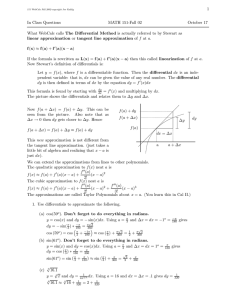 1 In Class Questions MATH 151-Fall 02 October 17