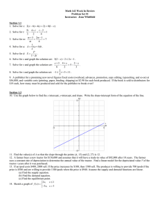 Math 142 Week In Review Problem Set #1 Instructor:  Jenn Whitfield