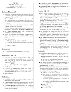 Fall 2011 Math 141 Exam 3 Topics